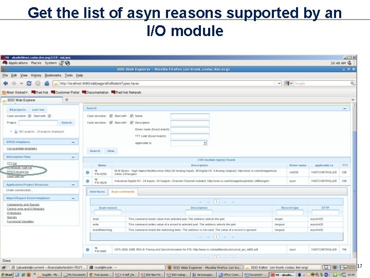 Get the list of asyn reasons supported by an I/O module EPICS Collaboration meeting