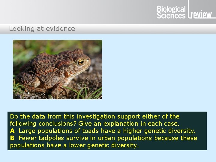 Looking at evidence Do the data from this investigation support either of the following