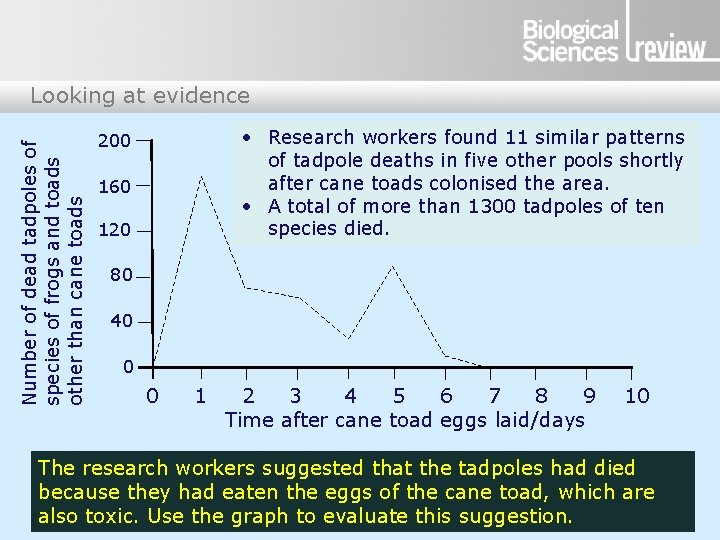 Number of dead tadpoles of species of frogs and toads other than cane toads