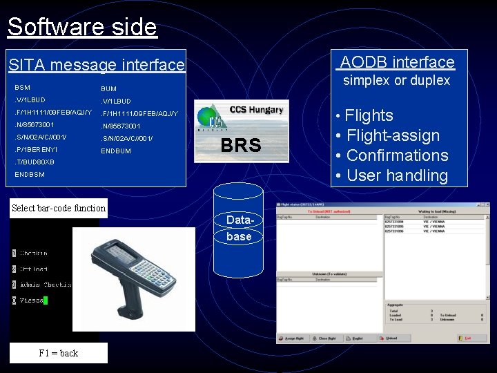 Software side AODB interface SITA message interface BSM BUM . V/1 LBUD . F/1