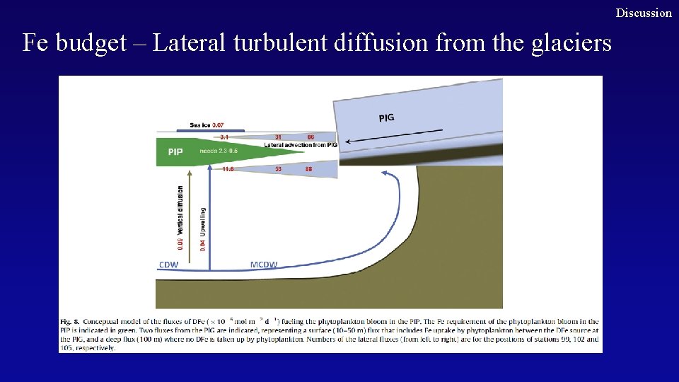 Discussion Fe budget – Lateral turbulent diffusion from the glaciers 