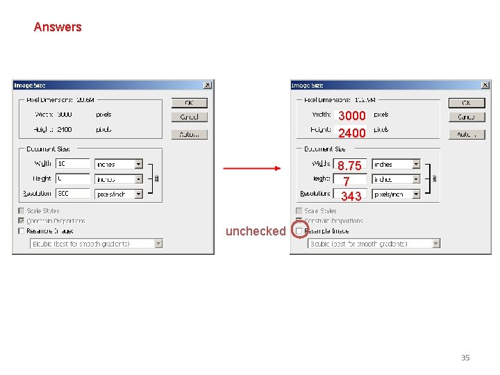 Answers 3000 2400 8. 75 7 343 unchecked 35 