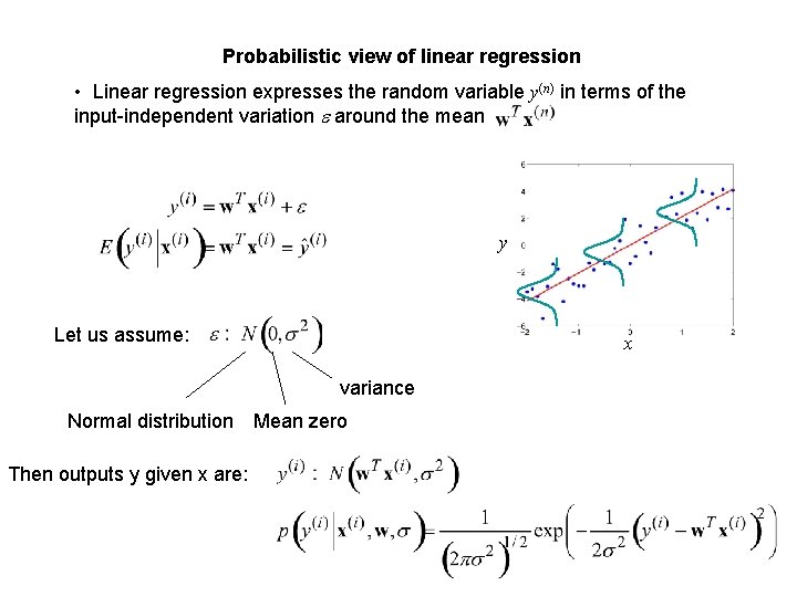 Probabilistic view of linear regression • Linear regression expresses the random variable y(n) in
