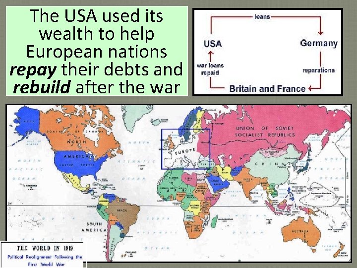 The USA used its wealth to help European nations repay their debts and rebuild