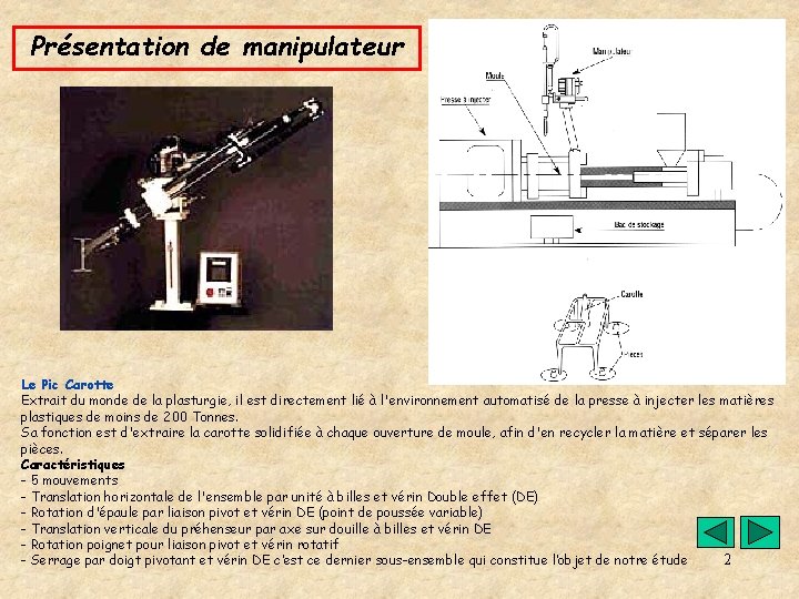 Présentation de manipulateur Le Pic Carotte Extrait du monde de la plasturgie, il est