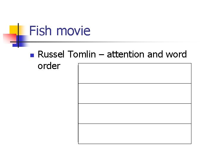 Fish movie n Russel Tomlin – attention and word order 