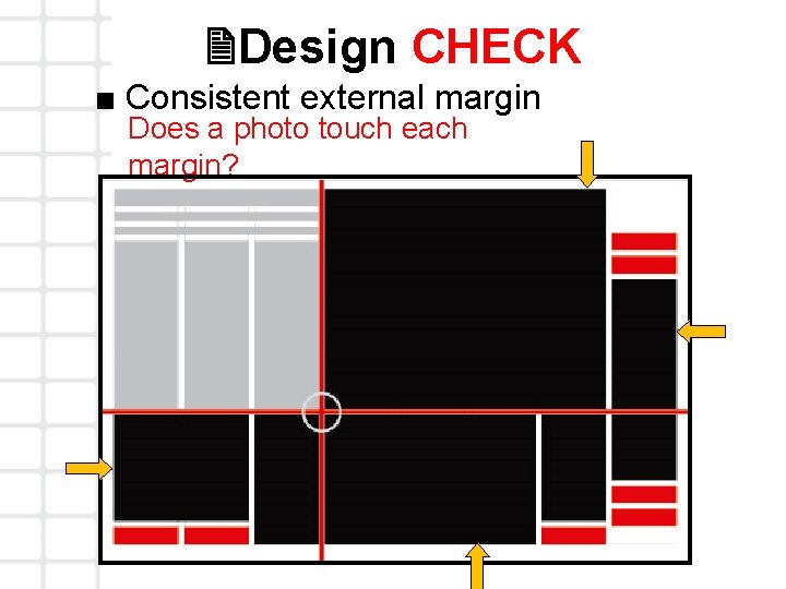 2 Design CHECK ■ Consistent external margin Does a photo touch each margin? 