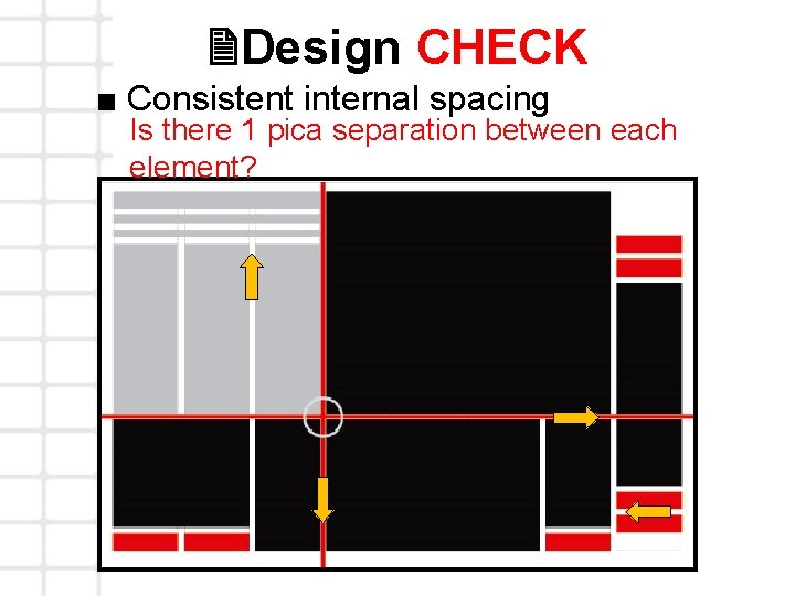 2 Design CHECK ■ Consistent internal spacing Is there 1 pica separation between each