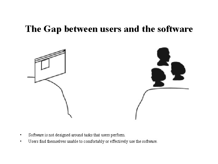 The Gap between users and the software • • Software is not designed around