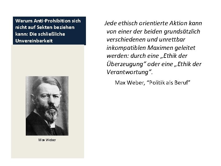 Warum Anti-Prohibition sich nicht auf Sekten beziehen kann: Die schließliche Unvereinbarkeit Jede ethisch orientierte