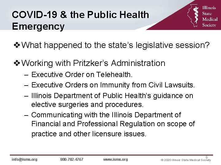 COVID-19 & the Public Health Emergency v What happened to the state’s legislative session?