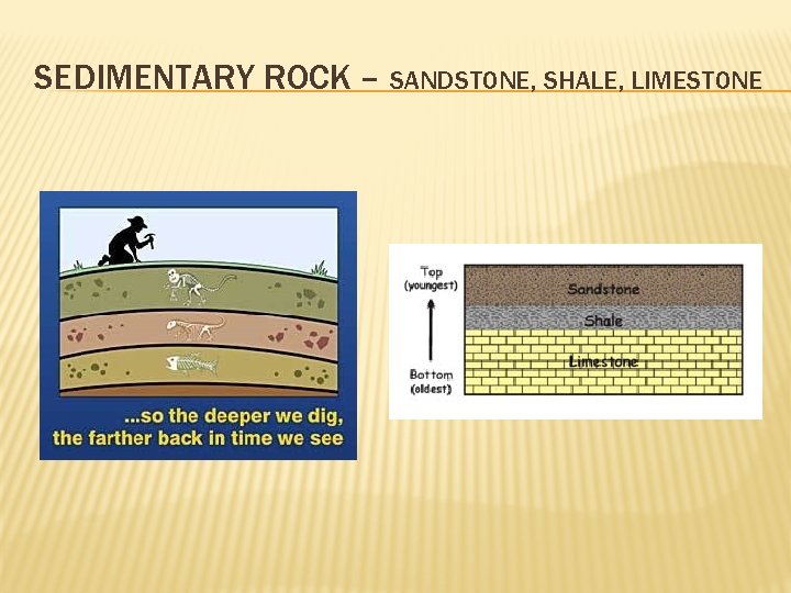 SEDIMENTARY ROCK – SANDSTONE, SHALE, LIMESTONE 