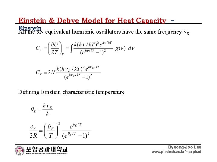 Einstein & Debye Model for Heat Capacity – Einstein All the 3 N equivalent