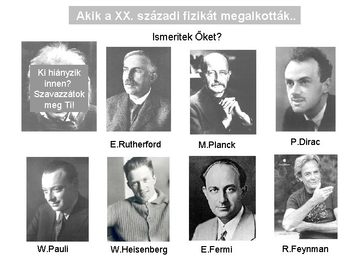 Akik a XX. századi fizikát megalkották. . Ismeritek Őket? Ki hiányzik innen? Szavazzátok meg