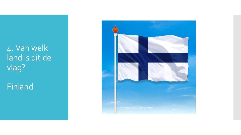 4. Van welk land is dit de vlag? Finland 