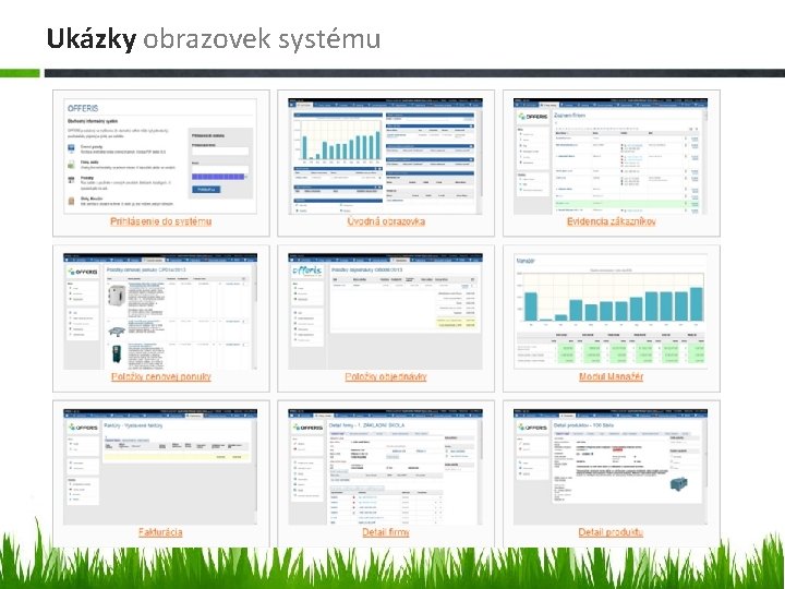 Ukázky obrazovek systému 