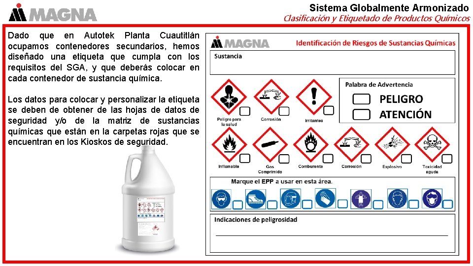 Sistema Globalmente Armonizado Clasificación y Etiquetado de Productos Químicos Dado que en Autotek Planta