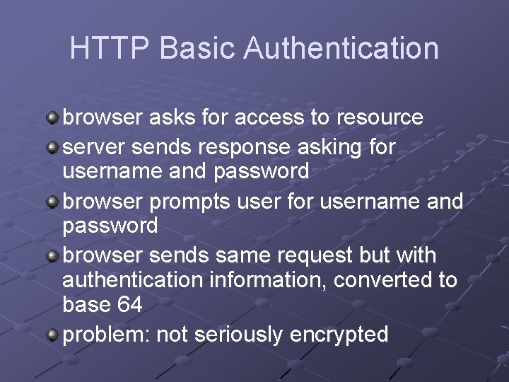 HTTP Basic Authentication browser asks for access to resource server sends response asking for HTTP Basic Authentication browser asks for access to resource server sends response asking for