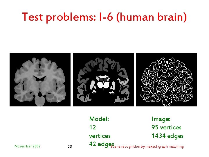 Test problems: I-6 (human brain) November 2002 23 Model: Image: 12 95 vertices 1434