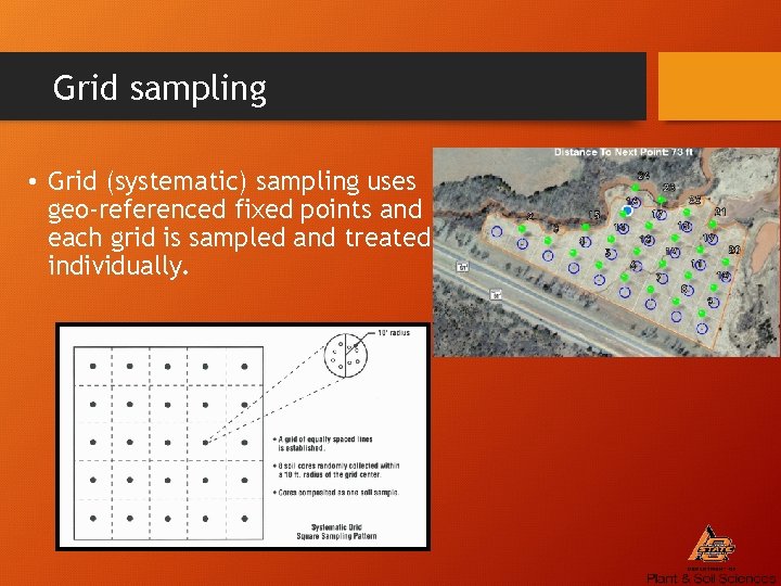 Grid sampling • Grid (systematic) sampling uses geo-referenced fixed points and each grid is