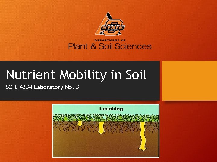 Nutrient Mobility in Soil SOIL 4234 Laboratory No. 3 