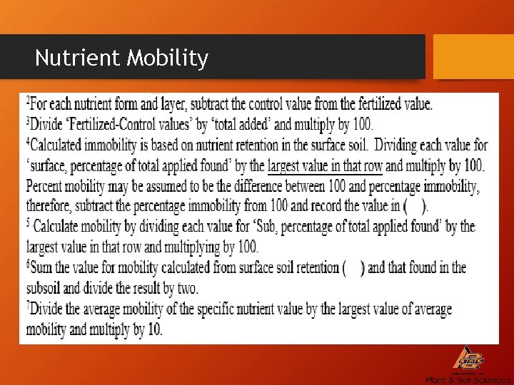 Nutrient Mobility 