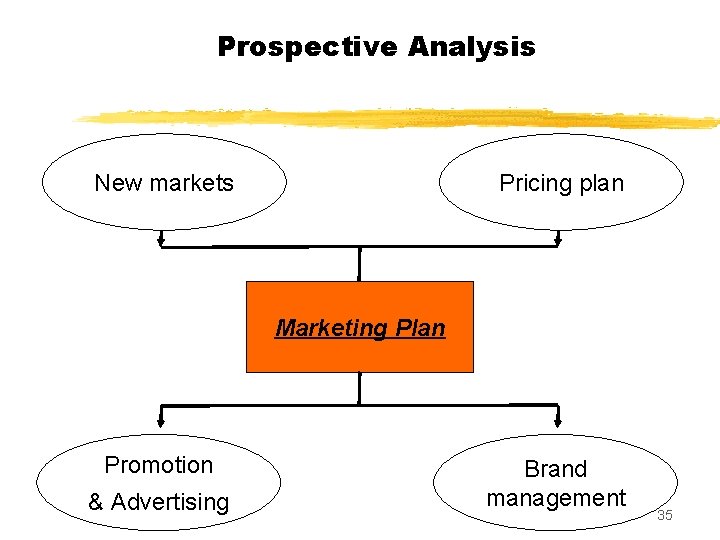 Prospective Analysis New markets Pricing plan Marketing Plan Promotion & Advertising Brand management 35