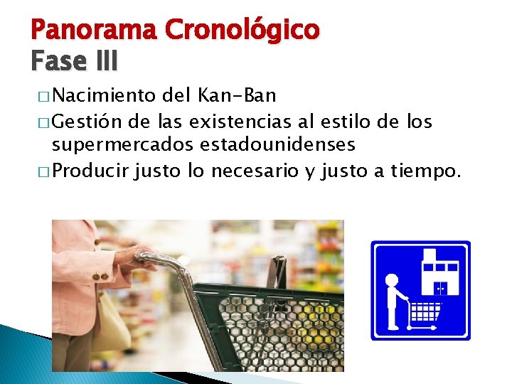 Panorama Cronológico Fase III � Nacimiento del Kan-Ban � Gestión de las existencias al