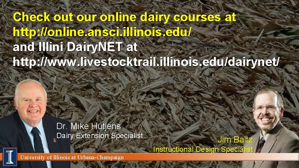Check out our online dairy courses at http: //online. ansci. illinois. edu/ and Illini