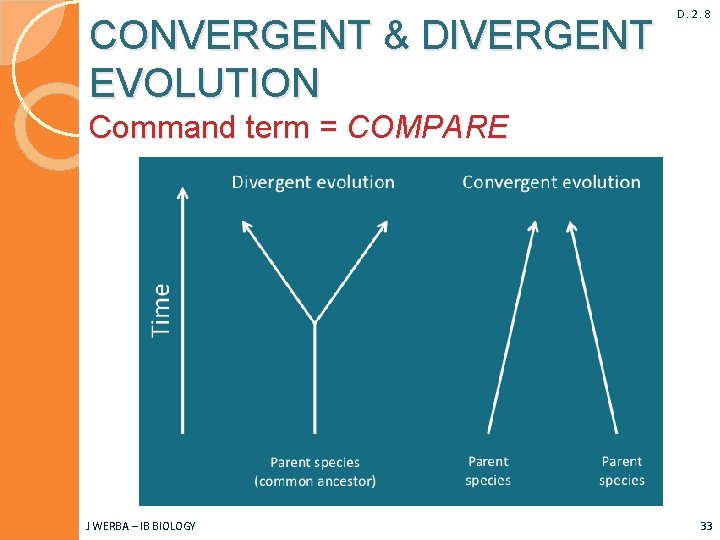 CONVERGENT & DIVERGENT EVOLUTION D. 2. 8 Command term = COMPARE J WERBA –