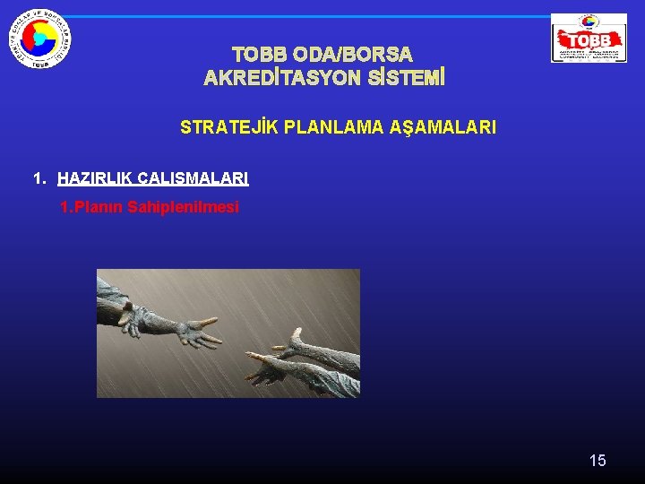 TOBB ODA/BORSA AKREDİTASYON SİSTEMİ STRATEJİK PLANLAMA AŞAMALARI 1. HAZIRLIK ÇALIŞMALARI 1. Planın Sahiplenilmesi 15