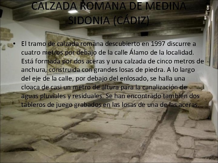 CALZADA ROMANA DE MEDINA SIDONIA (CÁDIZ) • El tramo de calzada romana descubierto en