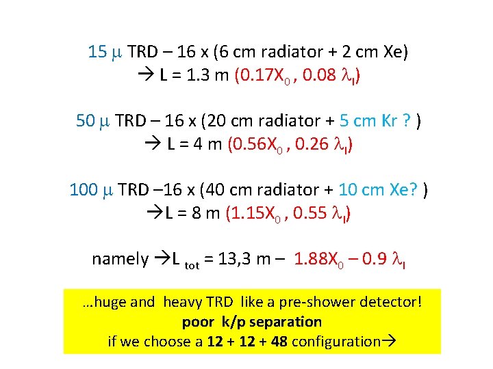 15 m TRD – 16 x (6 cm radiator + 2 cm Xe) L