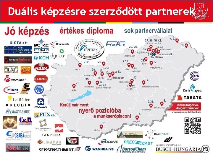 Duális képzésre szerződött partnerek 