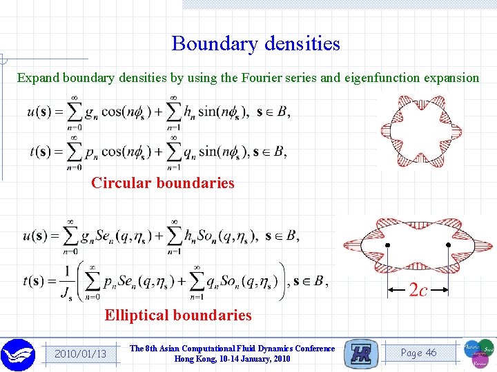 Boundary densities Expand boundary densities by using the Fourier series and eigenfunction expansion Circular