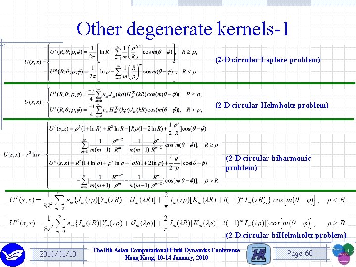 Other degenerate kernels-1 (2 -D circular Laplace problem) (2 -D circular Helmholtz problem) (2