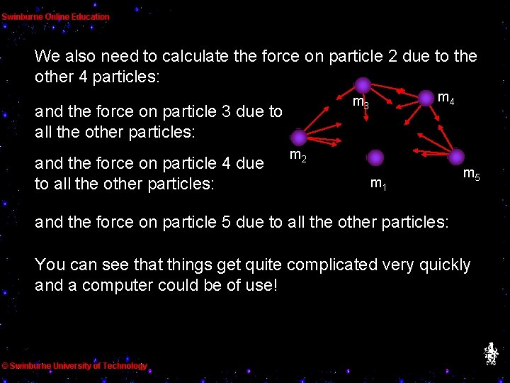 We also need to calculate the force on particle 2 due to the other