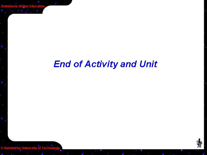 End of Activity and Unit 