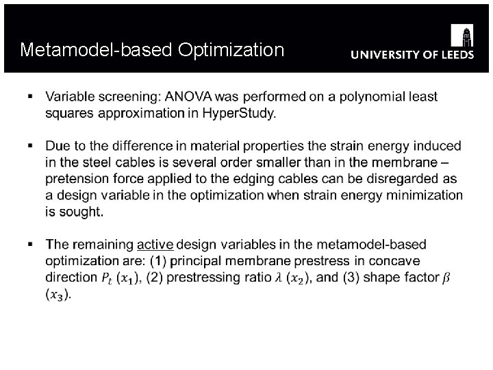 Metamodel-based Optimization Metamodel-based Optimization
