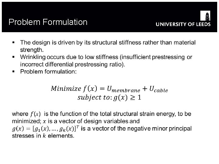 Problem Formulation Problem Formulation