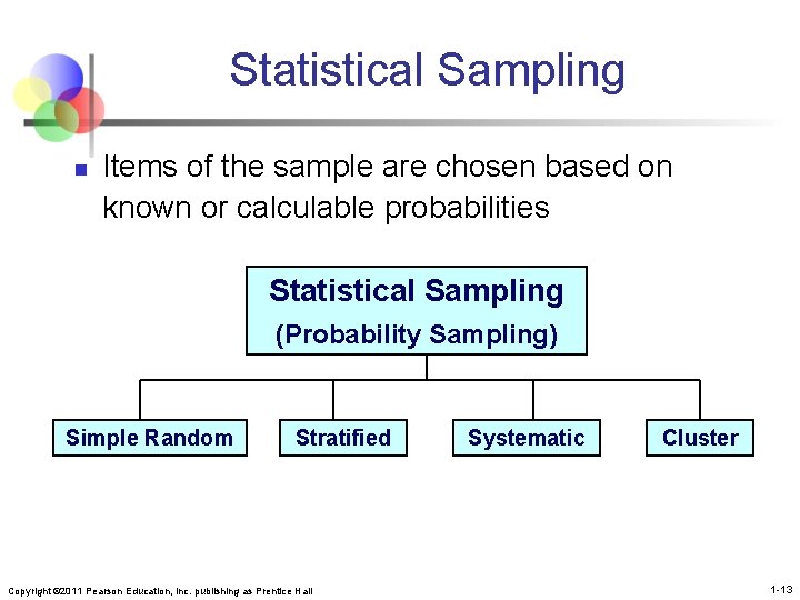 Statistical Sampling n Items of the sample are chosen based on known or calculable
