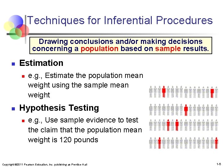 Techniques for Inferential Procedures Drawing conclusions and/or making decisions concerning a population based on