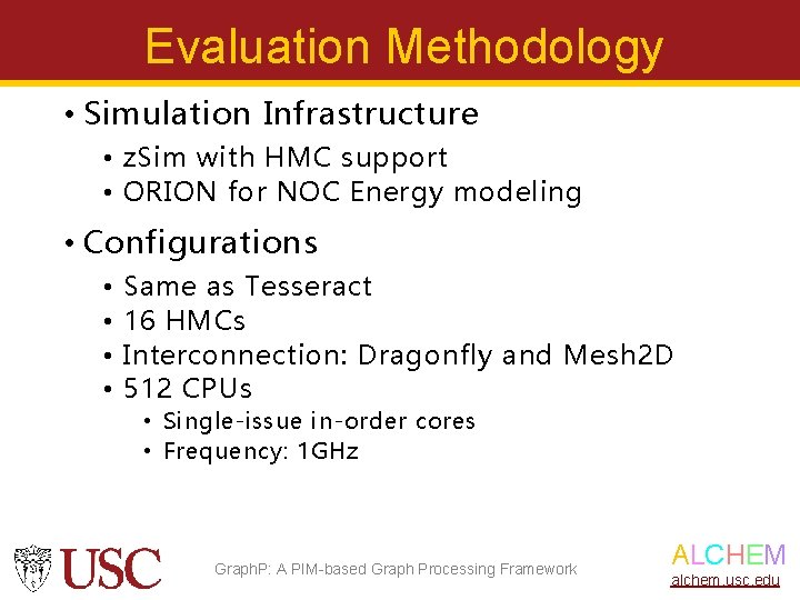 Evaluation Methodology • Simulation Infrastructure • z. Sim with HMC support • ORION for