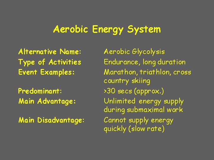 Aerobic Energy System Aerobic Energy System Alternative Name