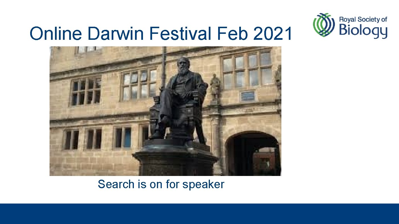 Online Darwin Festival Feb 2021 Search is on for speaker 