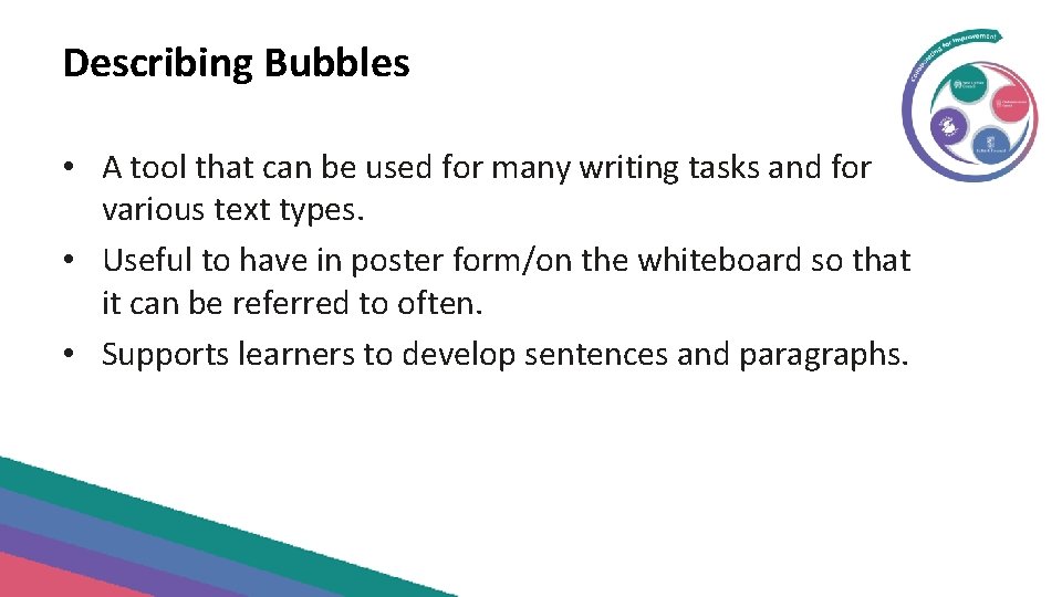 Describing Bubbles • A tool that can be used for many writing tasks and