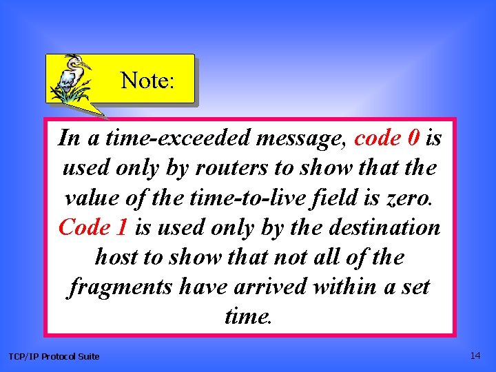 Note: In a time-exceeded message, code 0 is used only by routers to show