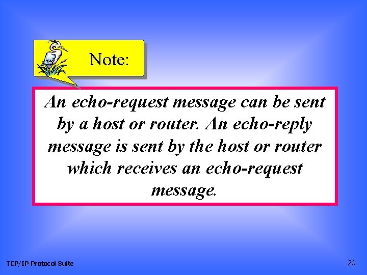 Note: An echo-request message can be sent by a host or router. An echo-reply