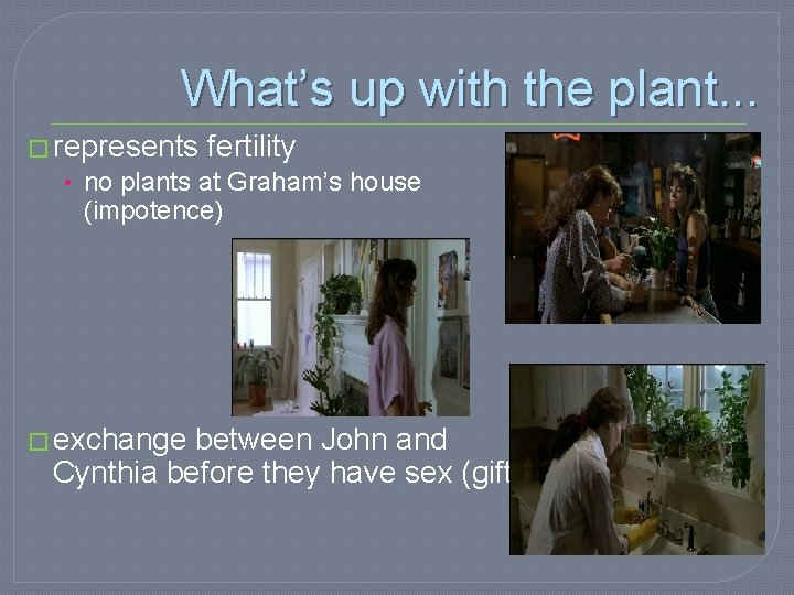 What’s up with the plant. . . � represents fertility • no plants at