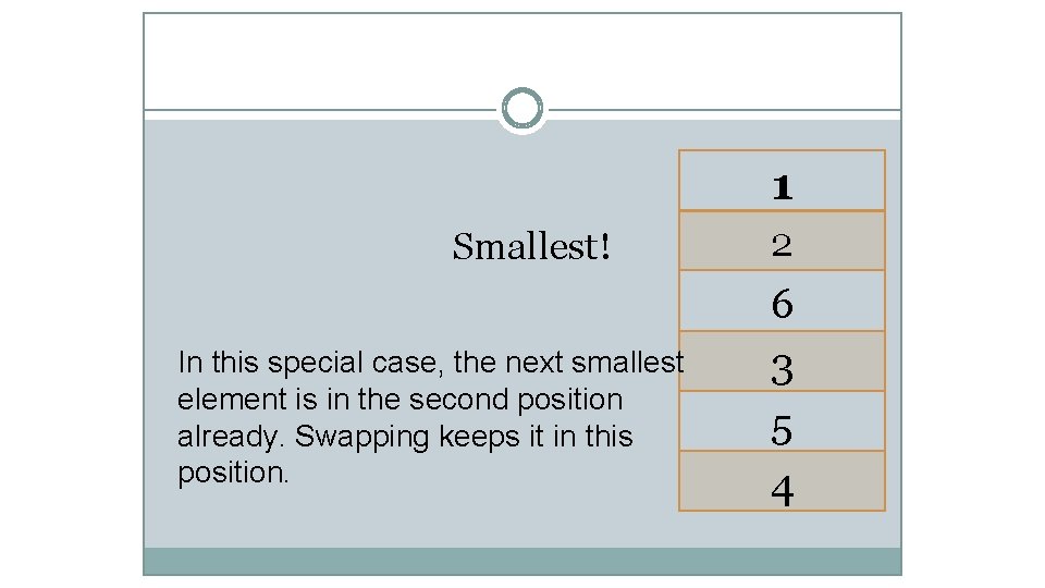 1 Smallest! In this special case, the next smallest element is in the second